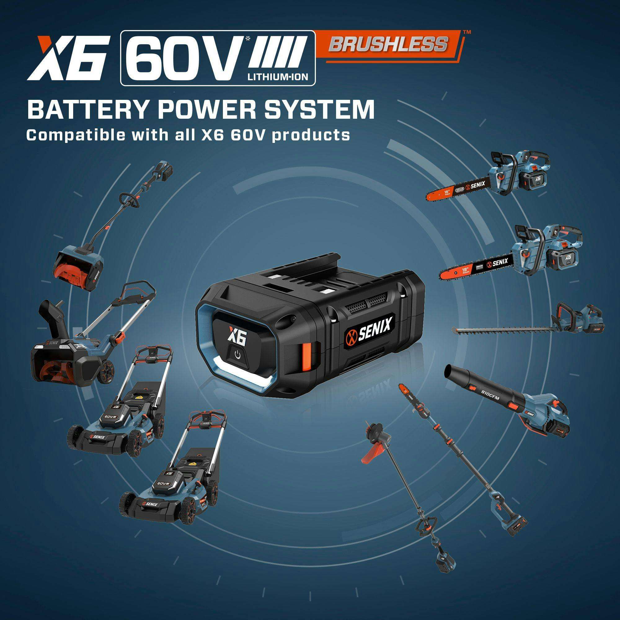 X6 60V Max* 21" Self-Propelled Cordless Lawn Mower, Brushless (8.0 Ah  | Lawn Mowers | SENIX Tools